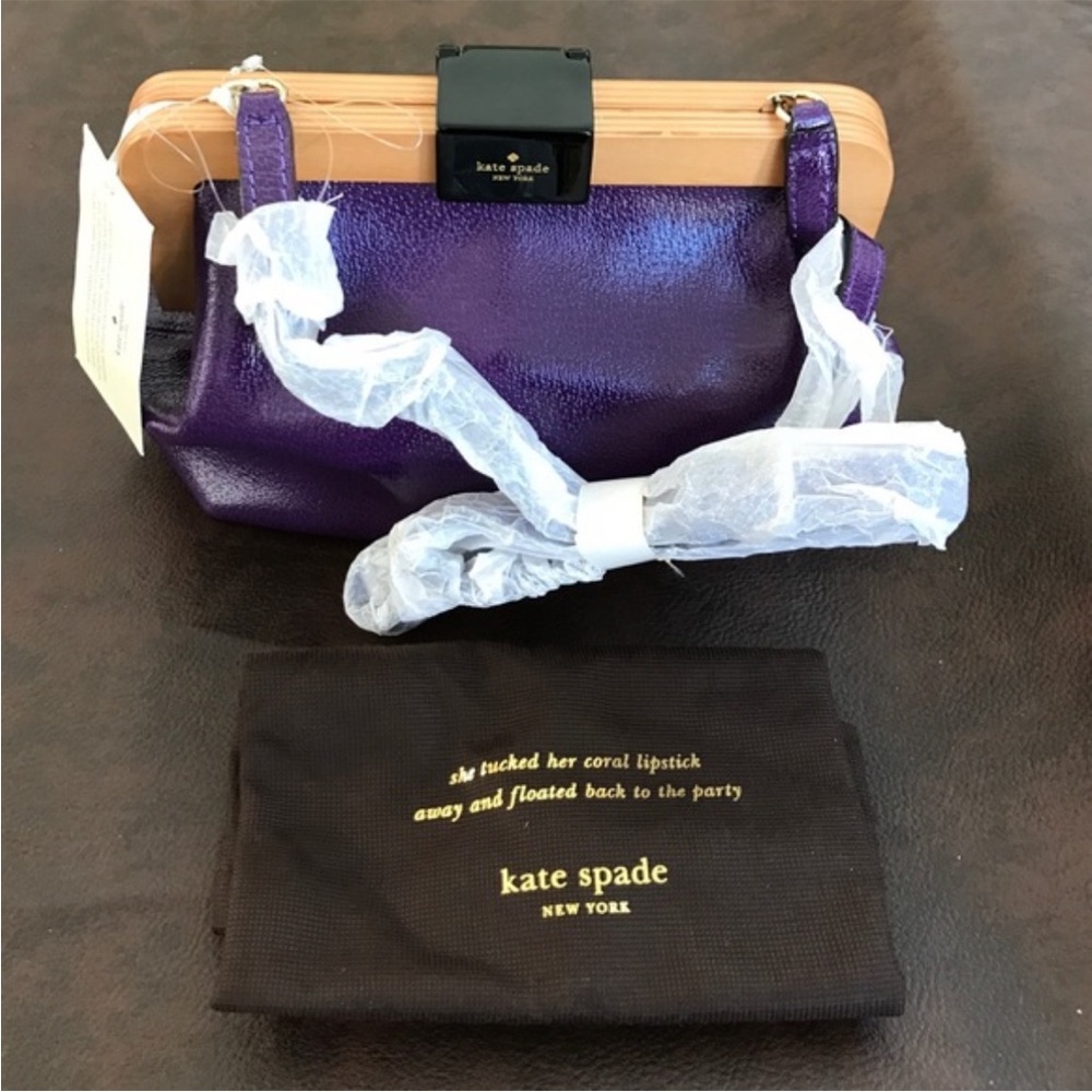 Kate Spade Purple Clutch with Wooden Clasp
